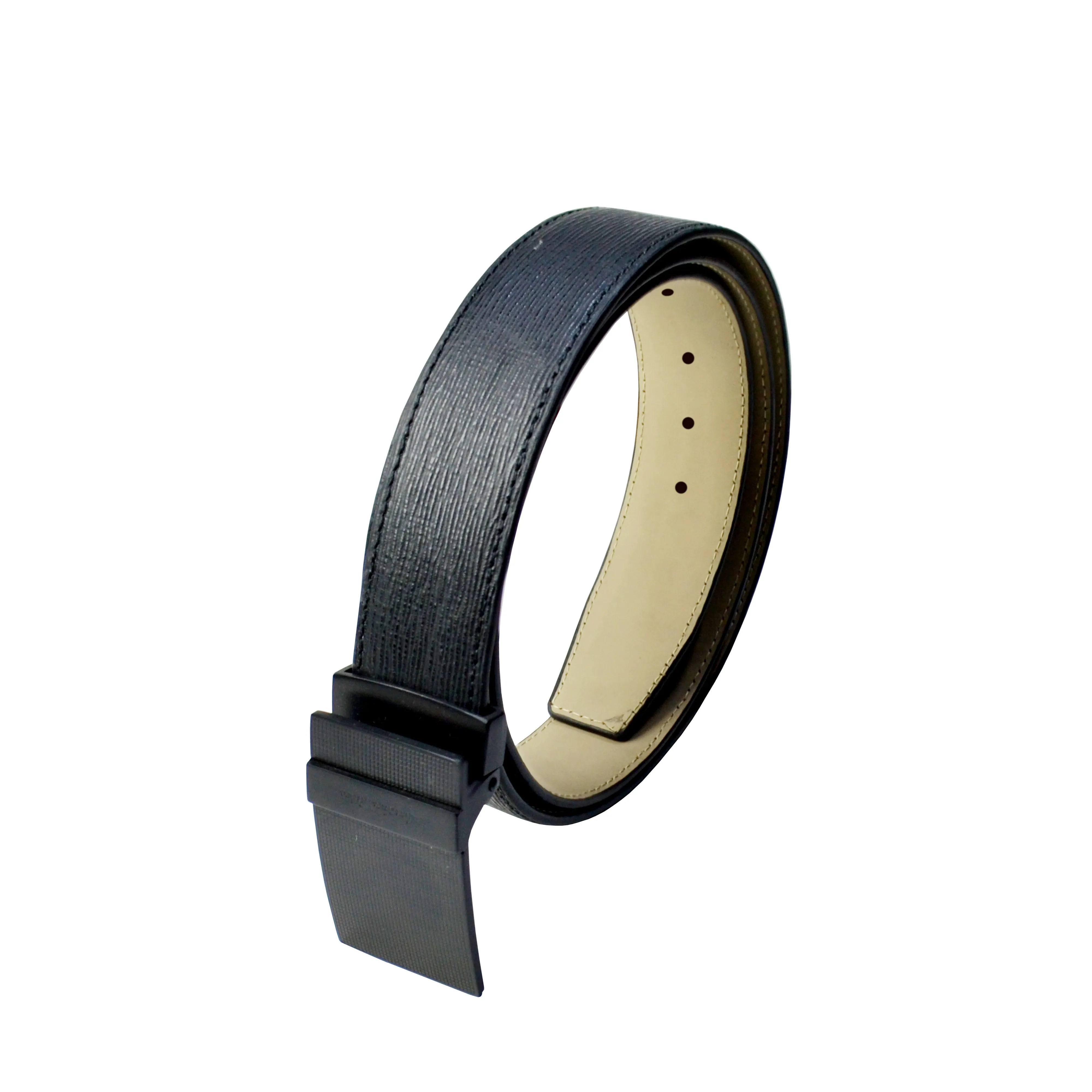 Italian Wood Finish | Genuine Leather Belt for Men | Color: Black
