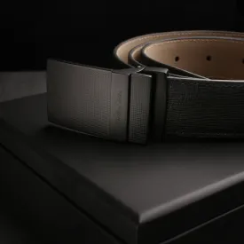 Italian Wood Finish | Genuine Leather Belt for Men | Color: Black