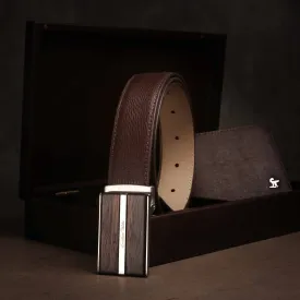 Italian Wood Finish | Italian Leather Belt for Men | Color: Brown