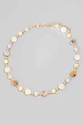 Jaded Multicolor Stone Choker Necklace in Gold