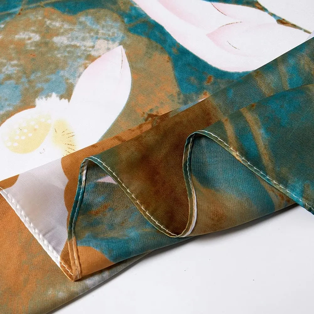 K-Elewon Silk Scarf Head scarf Fashion Scarves Long Lightweight Sunscreen Shawls for Women