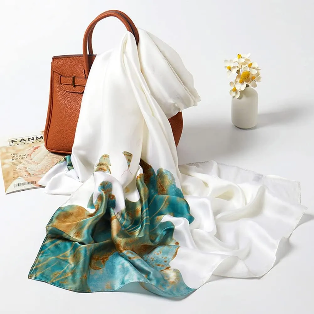K-Elewon Silk Scarf Head scarf Fashion Scarves Long Lightweight Sunscreen Shawls for Women