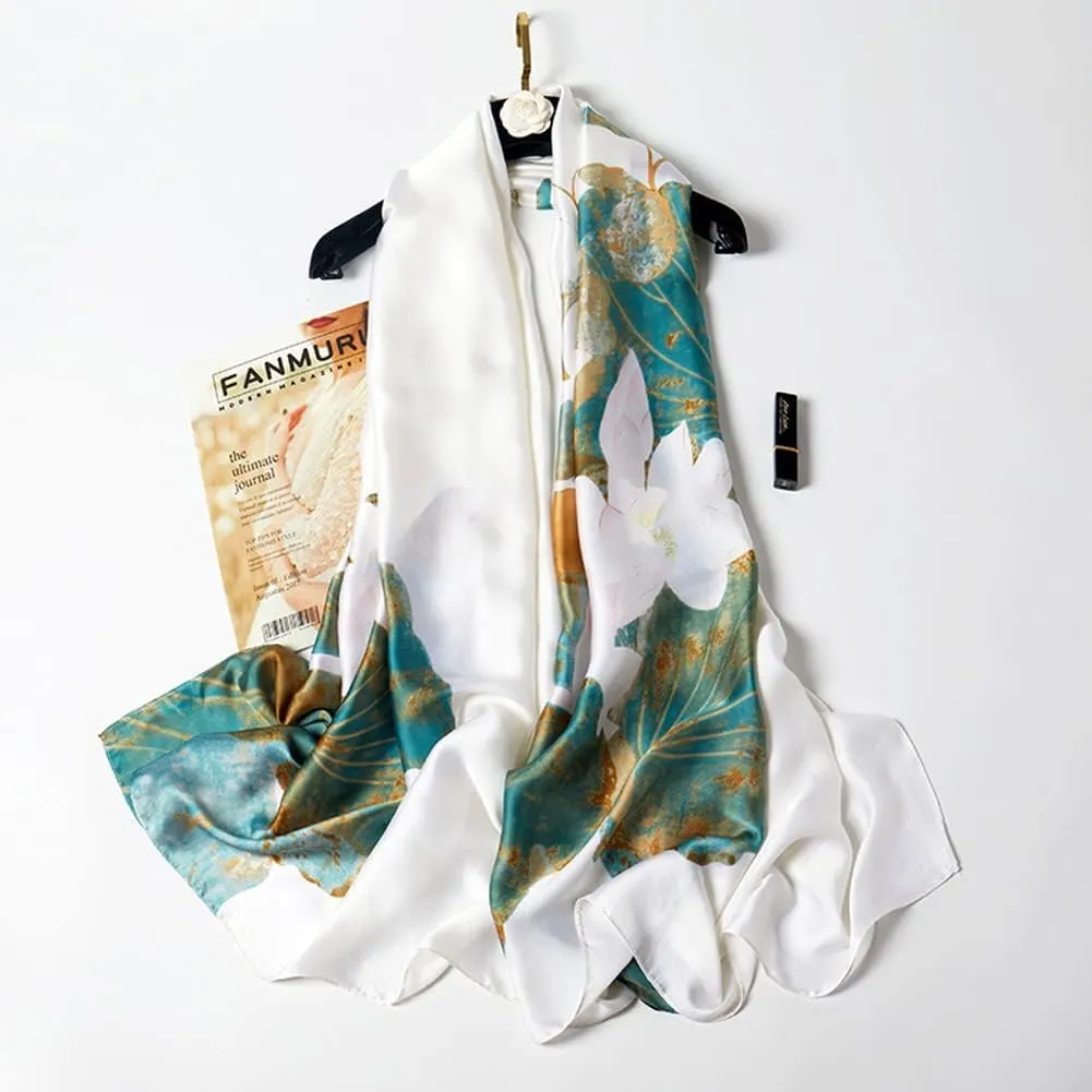 K-Elewon Silk Scarf Head scarf Fashion Scarves Long Lightweight Sunscreen Shawls for Women
