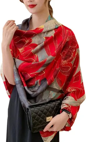 K-Elewon Silk Scarf Head scarf Fashion Scarves Long Lightweight Sunscreen Shawls for Women