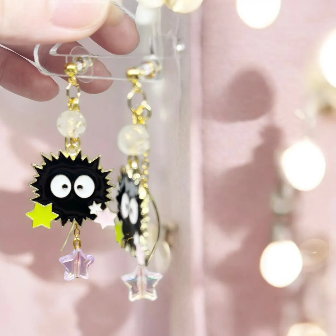Kawaii - Soot sprites earrings | japanese anime dangle earrings | oriental decor drop earrings| cute kawaii | howl’s earrings
