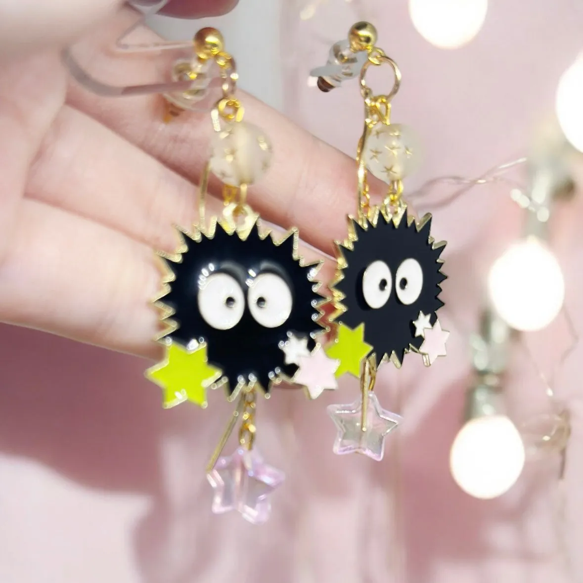 Kawaii - Soot sprites earrings | japanese anime dangle earrings | oriental decor drop earrings| cute kawaii | howl’s earrings