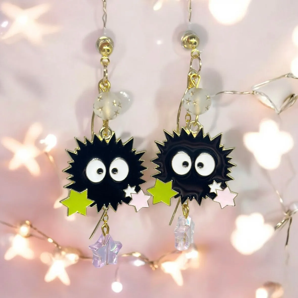 Kawaii - Soot sprites earrings | japanese anime dangle earrings | oriental decor drop earrings| cute kawaii | howl’s earrings