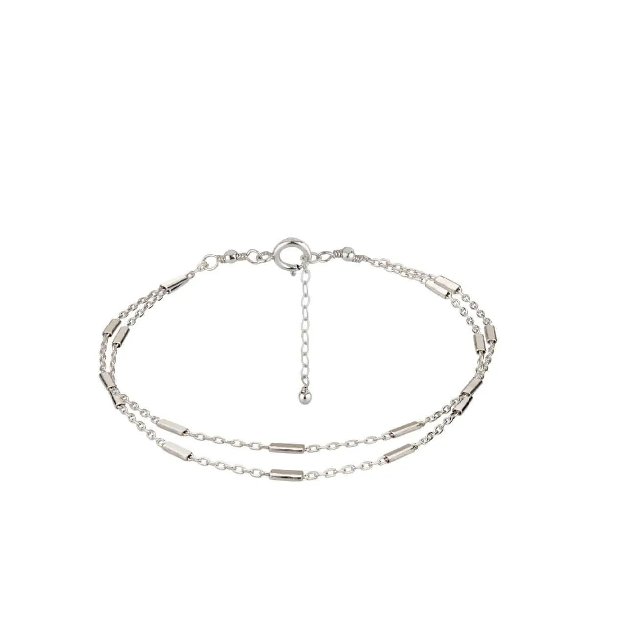 Layered Sterling Silver Tube Chain Bracelet for Women