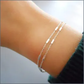 Layered Sterling Silver Tube Chain Bracelet for Women