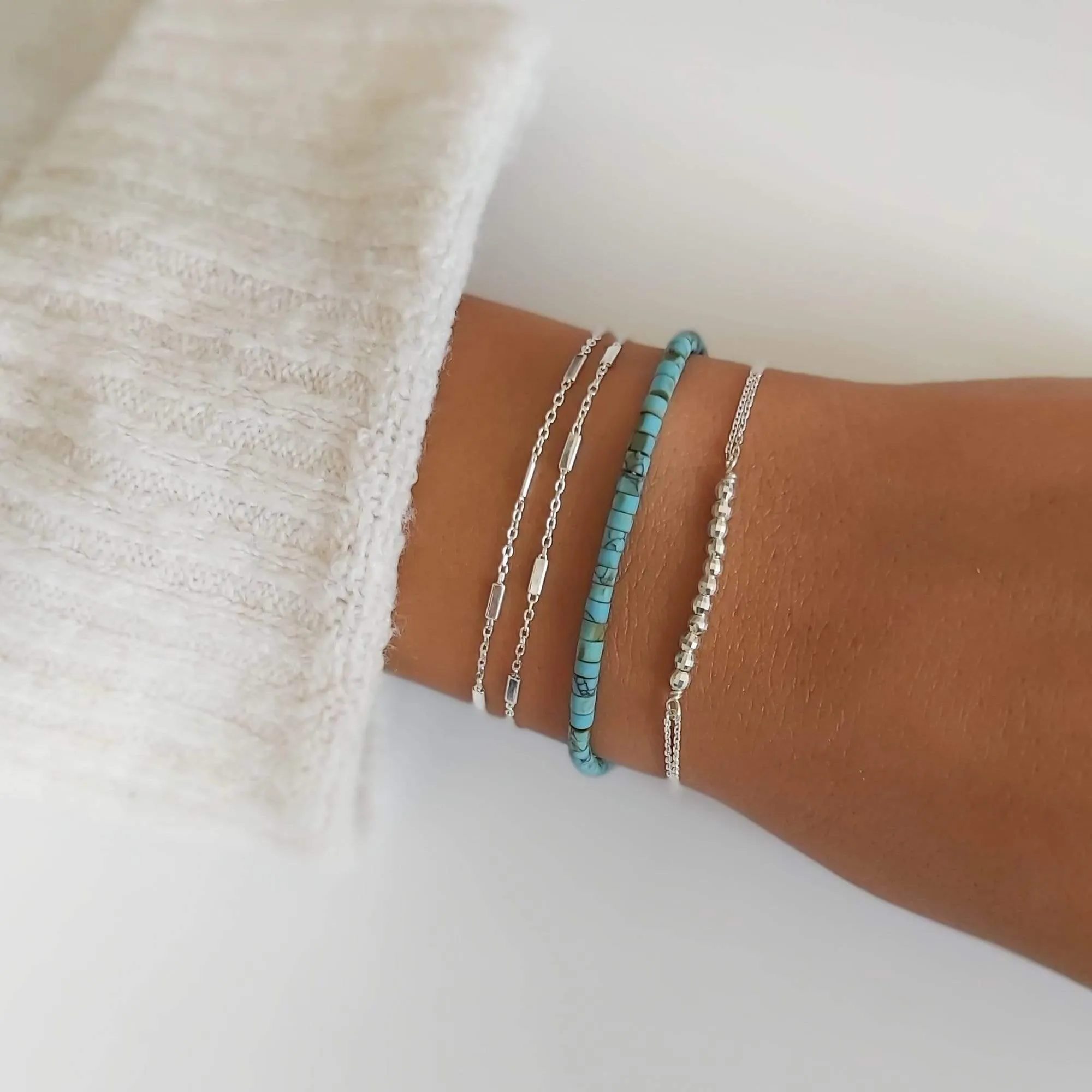 Layered Sterling Silver Tube Chain Bracelet for Women