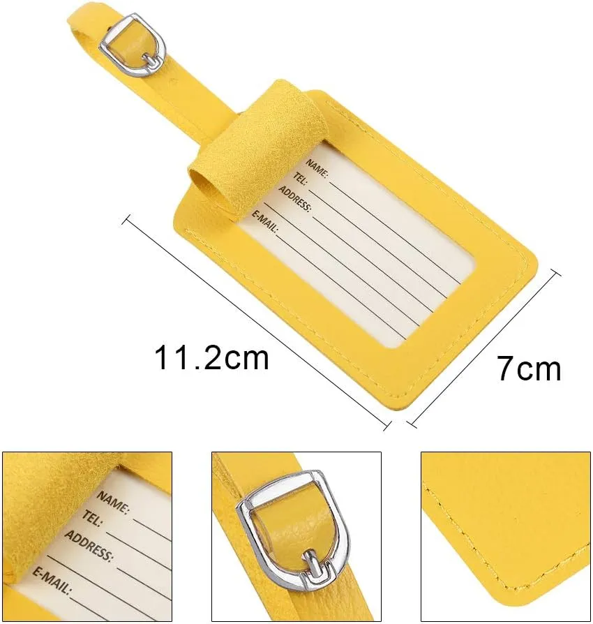 Leather Luggage Tags 4 Pack Bag Suitcase Labels