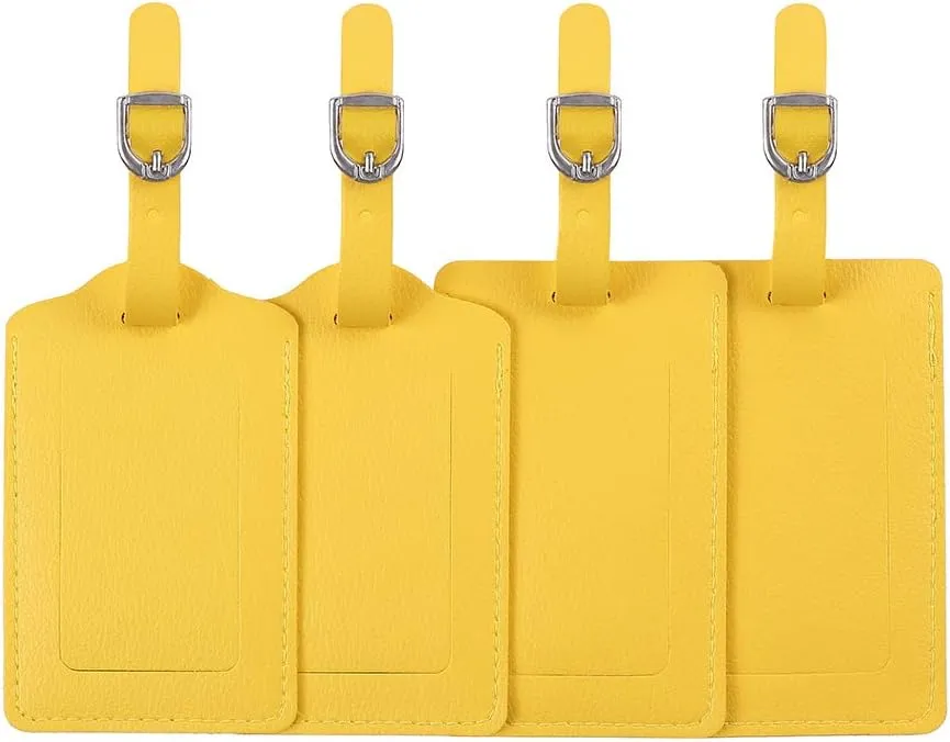Leather Luggage Tags 4 Pack Bag Suitcase Labels