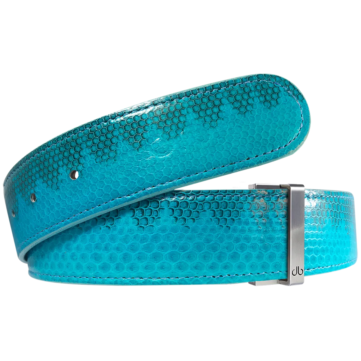 Light Blue Snakeskin Leather Belt