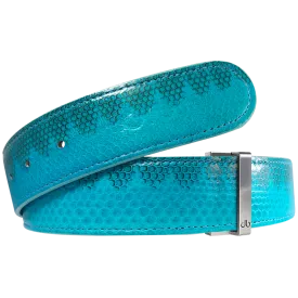 Light Blue Snakeskin Leather Belt