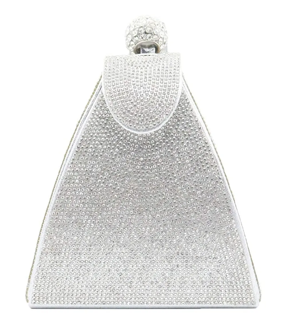 Louvre Triangle- Pyramid Shape Rhinestone Evening Clutch
