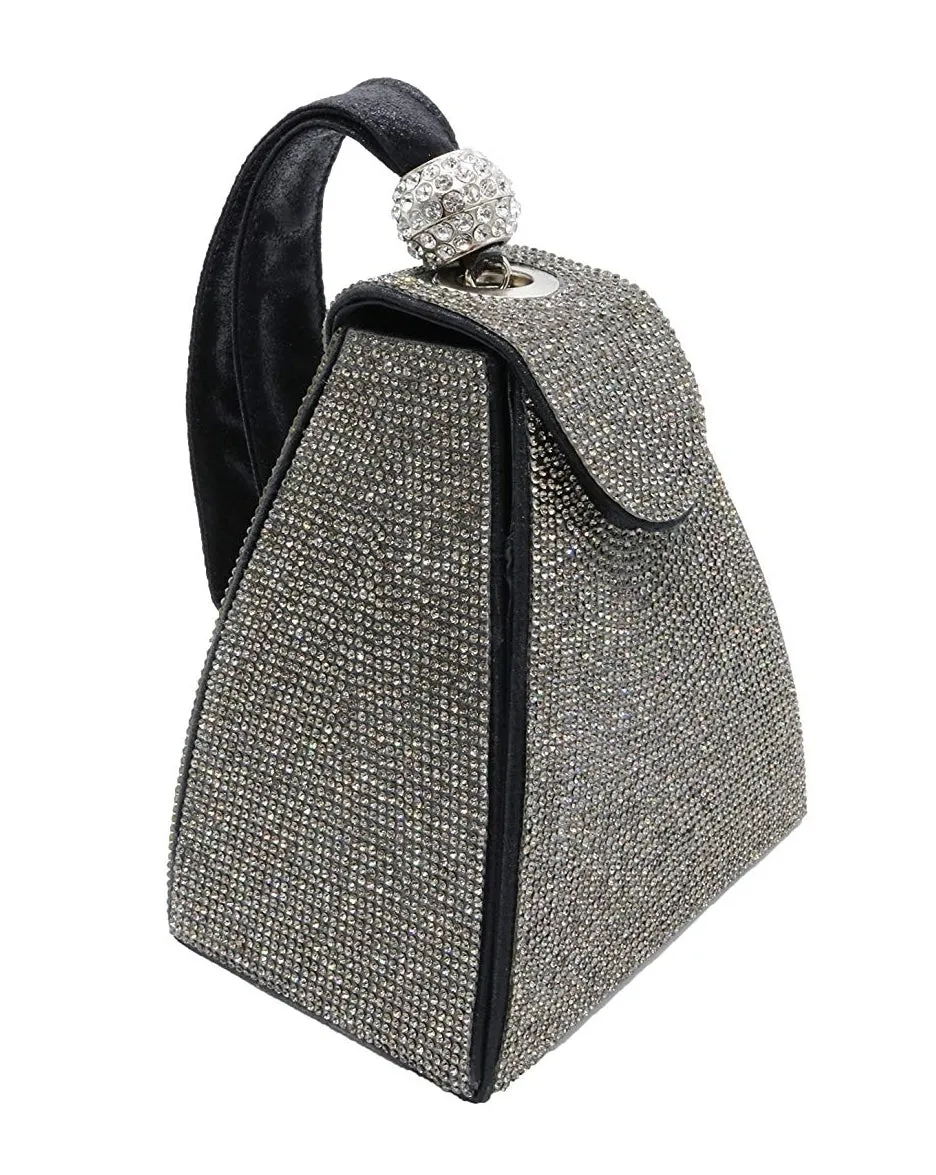 Louvre Triangle- Pyramid Shape Rhinestone Evening Clutch