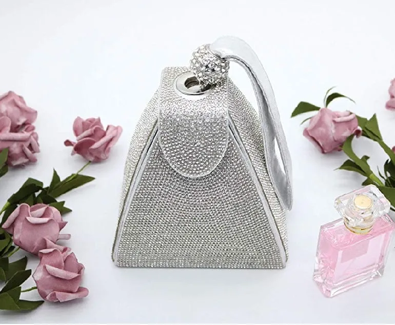 Louvre Triangle- Pyramid Shape Rhinestone Evening Clutch