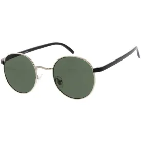 Men’s Black Silver Round Sunglasses