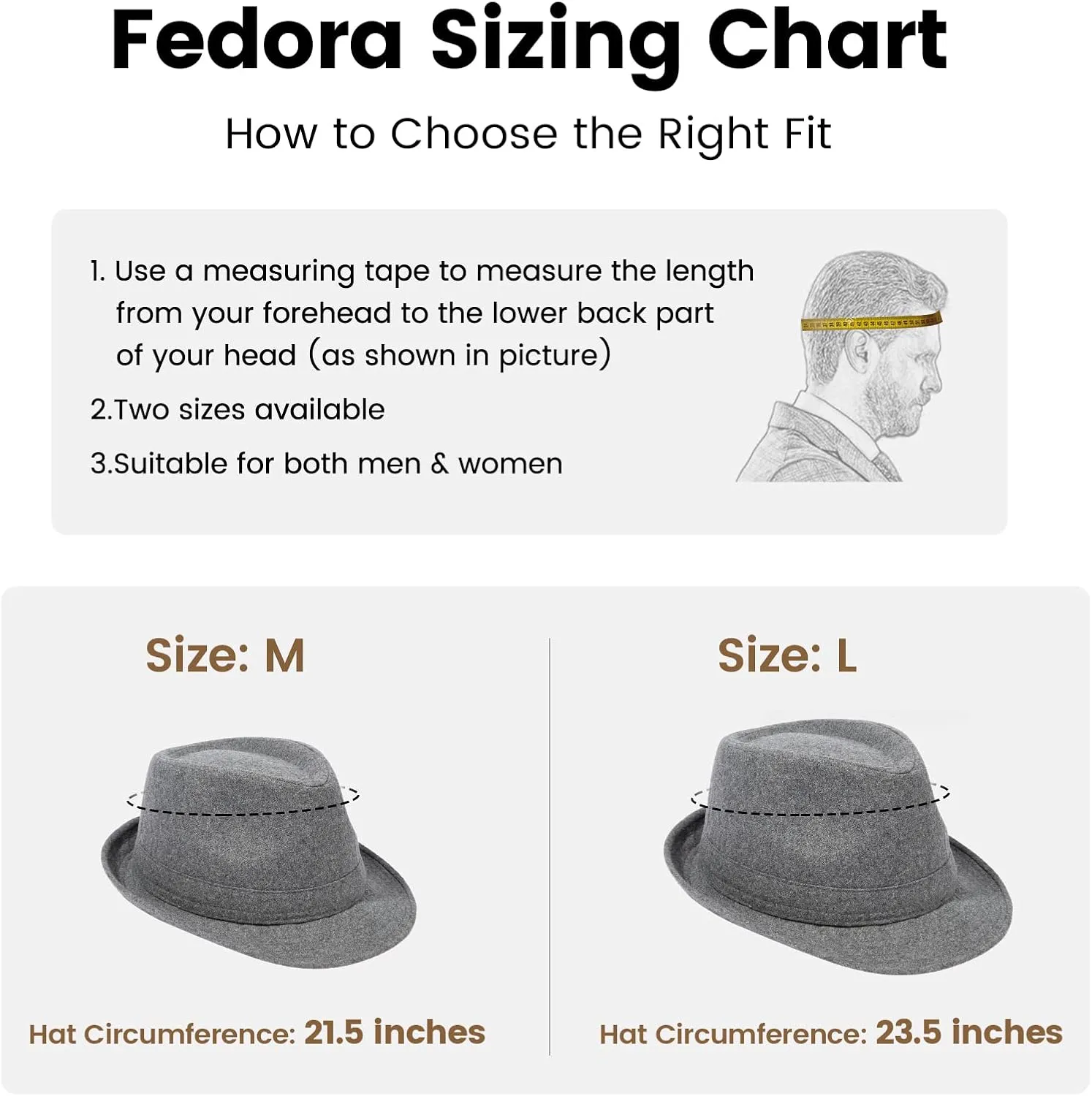 Men's Classic Manhattan Structured Trilby Fedora Hat for Women