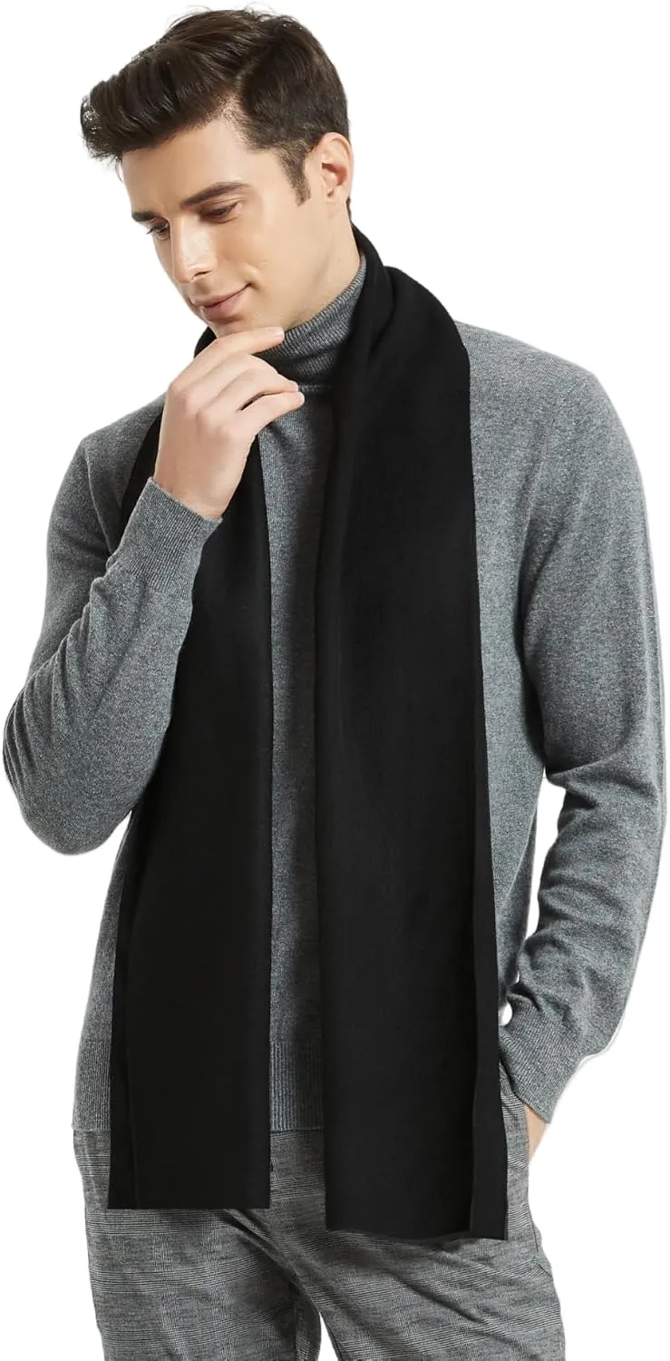 Mens Classic Winter Scarf Cashmere Winter Scarves Long Plain Fashion Formal Soft Scarf for Men