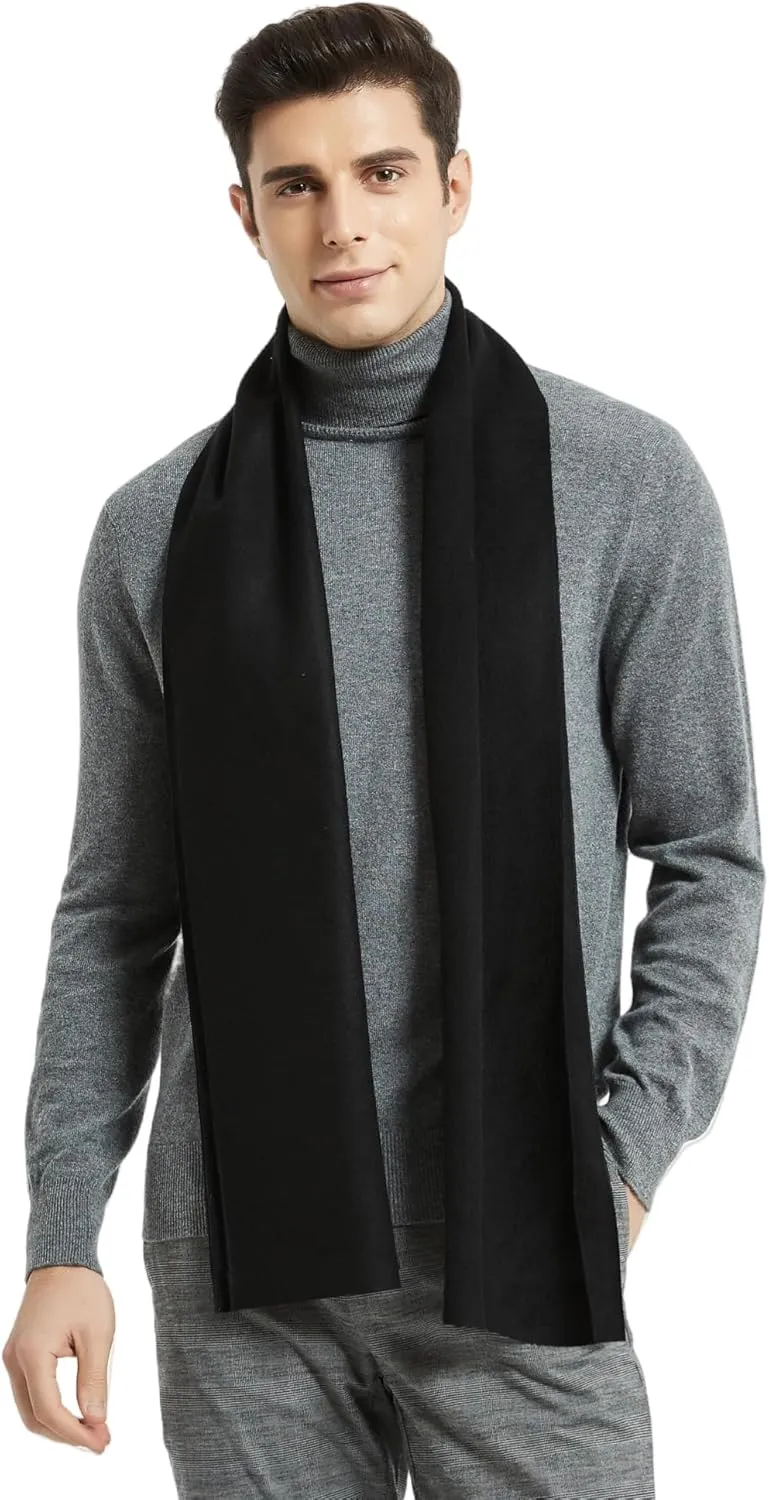 Mens Classic Winter Scarf Cashmere Winter Scarves Long Plain Fashion Formal Soft Scarf for Men