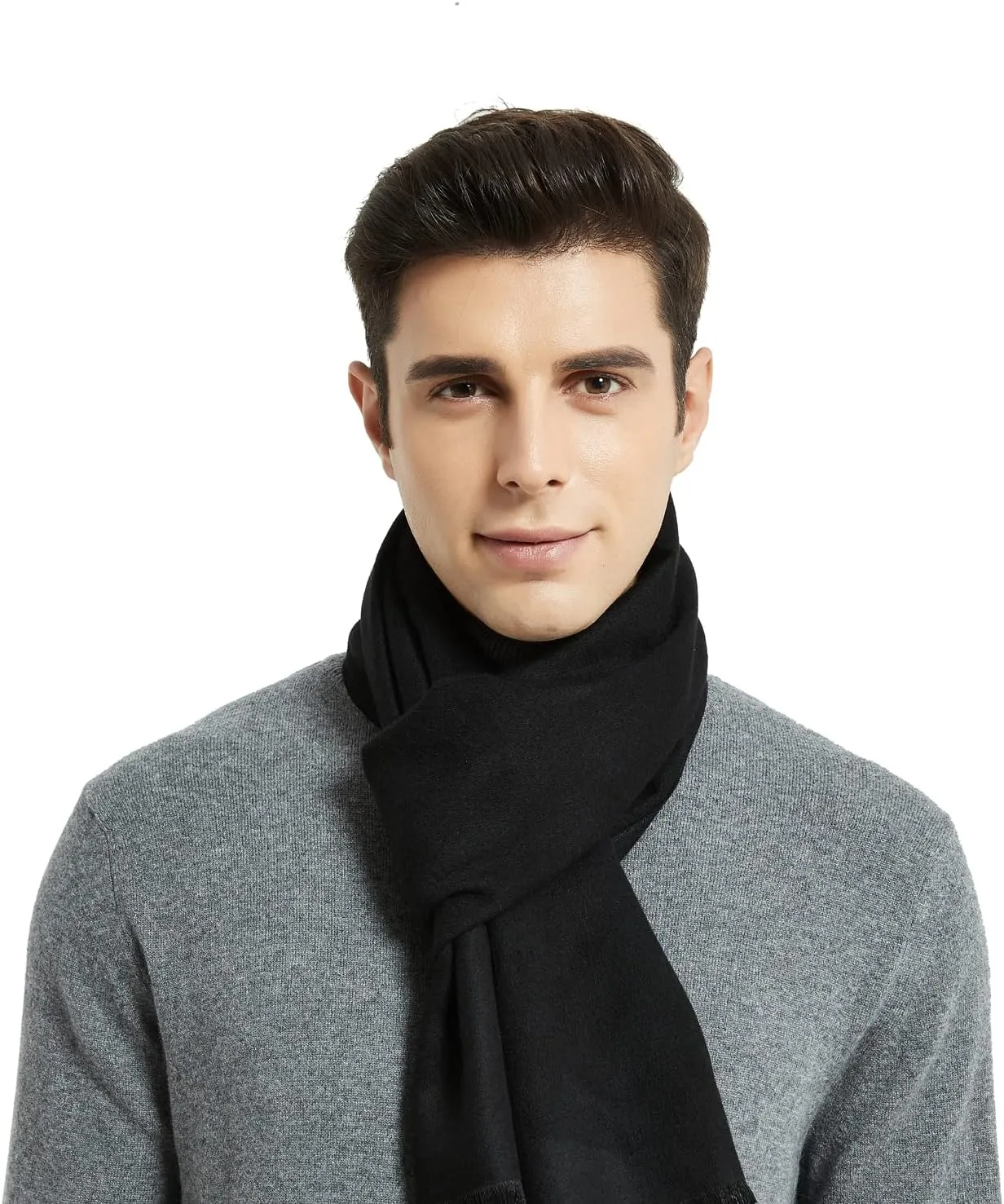 Mens Classic Winter Scarf Cashmere Winter Scarves Long Plain Fashion Formal Soft Scarf for Men