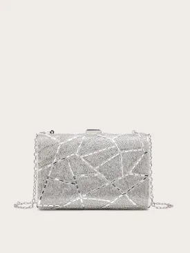 Metallic Rhinestone Decor Clutch Bag