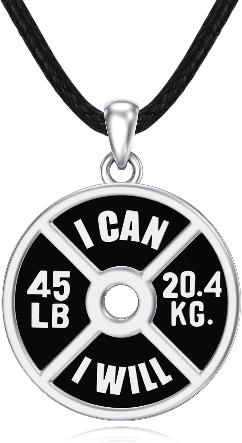 MONGAS Dumbbell Necklace 925 Sterling Silver Gym Necklace for Men Weight Necklace Dumbbell Jewelry for Men Gym Lovers