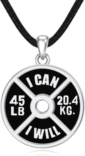MONGAS Dumbbell Necklace 925 Sterling Silver Gym Necklace for Men Weight Necklace Dumbbell Jewelry for Men Gym Lovers