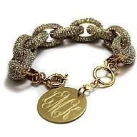 Monogram Pave Bracelet  - Designer Style Fashion Link Bracelet