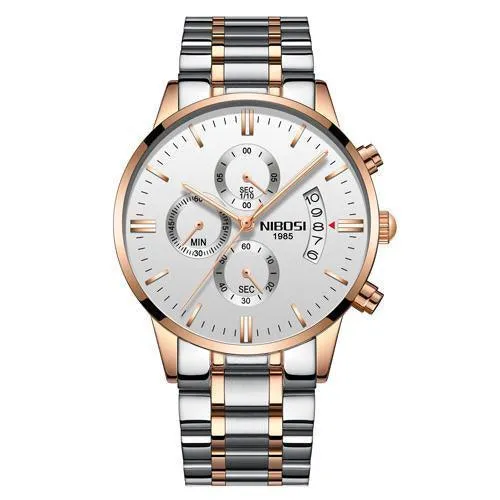 Multifunctional Men's Quartz Watch With Stainless Steel Band