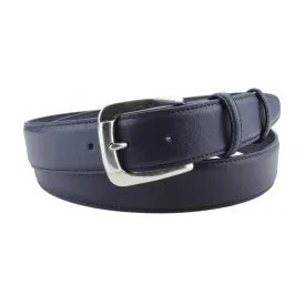 Navy Imitation Leather Mottled Flange Prong Belt
