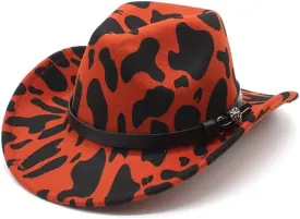New Cow Texture Woolen Flat Brim Top Hat for Men and Women Double Sided Color Matching Big Brim Jazz Hat Stage Felt Hat Luopan Caps & Hats (Color : Orange Red, Size : 56-58cm)