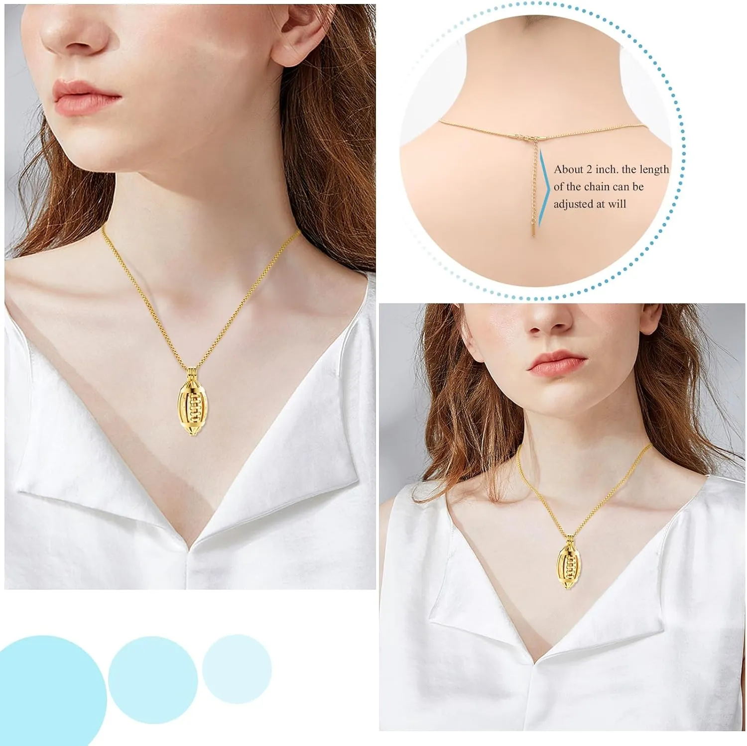 Oinsi American Football Cremation Locket Necklace For Ashes Of Loved Ones Stainless Steel Memorial Urn Jewelry Women Men Keepsake Fashion Necklace