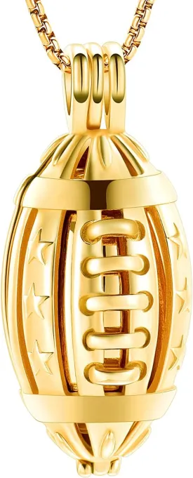 Oinsi American Football Cremation Locket Necklace For Ashes Of Loved Ones Stainless Steel Memorial Urn Jewelry Women Men Keepsake Fashion Necklace