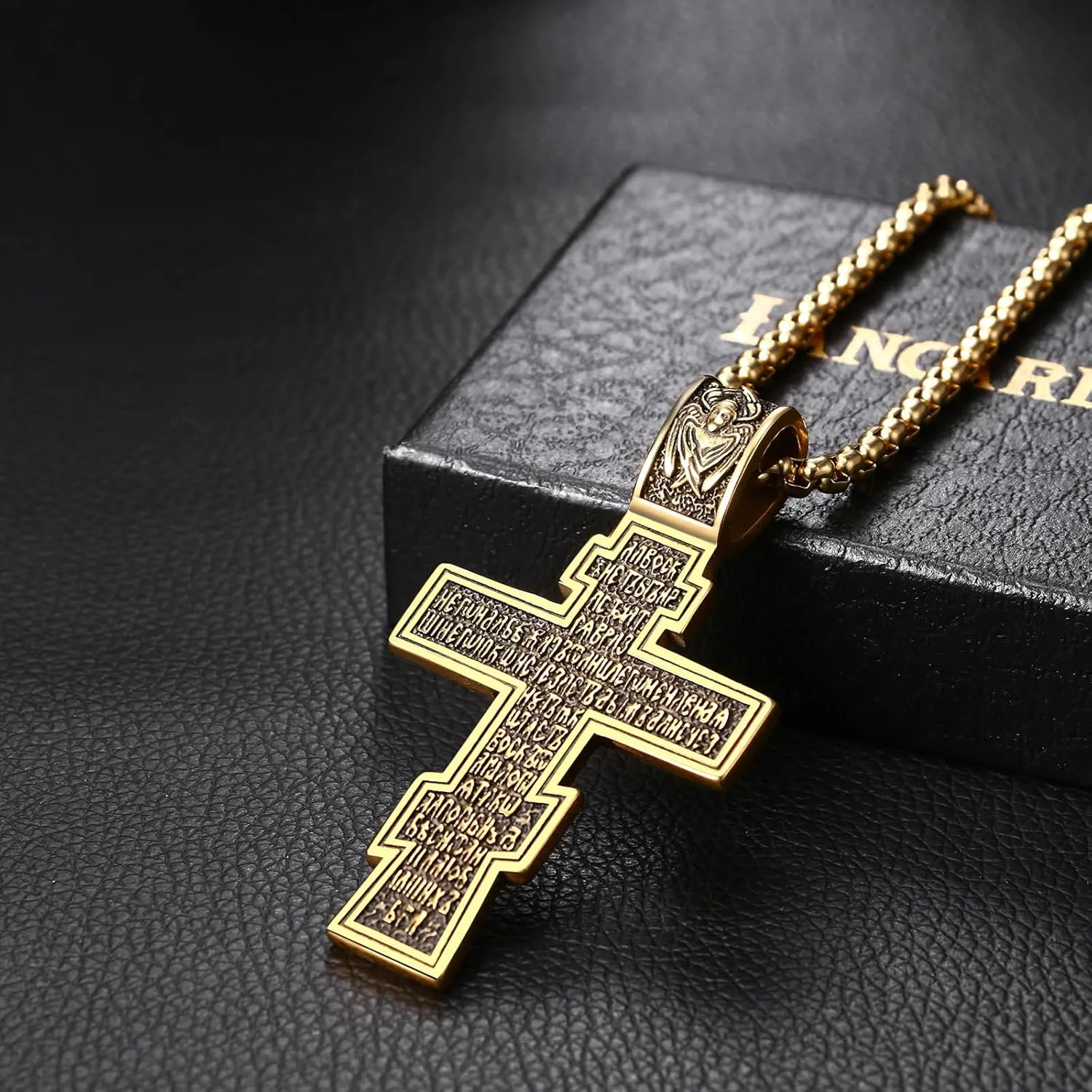 Orthodox Crucifix Cross Necklace for Men: Stainless Steel Religious Jesus Crucifix Byzantine Cross Christian Amulet Pendant Jewelry Gifts for Women