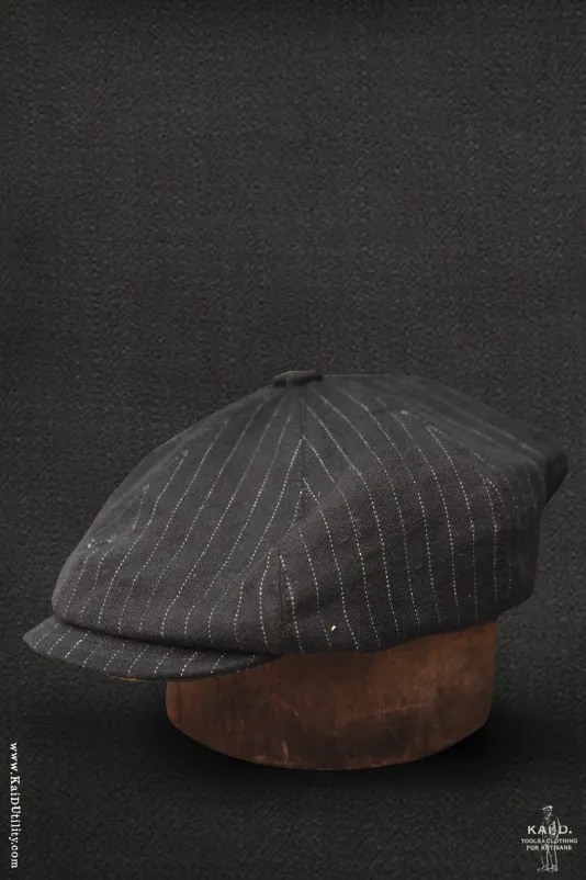 Peaky Hat -  Chalk Stripe Cotton Wool - XL