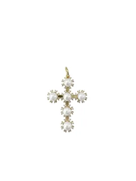Pearl Cross Charm