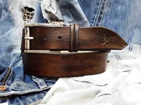 Personalized Leather Mens Belt, Full Grain Leather Belt for Him, Christmas Gift Man Belt, Brown Leather Belt for Men, Christmas Mens Gift