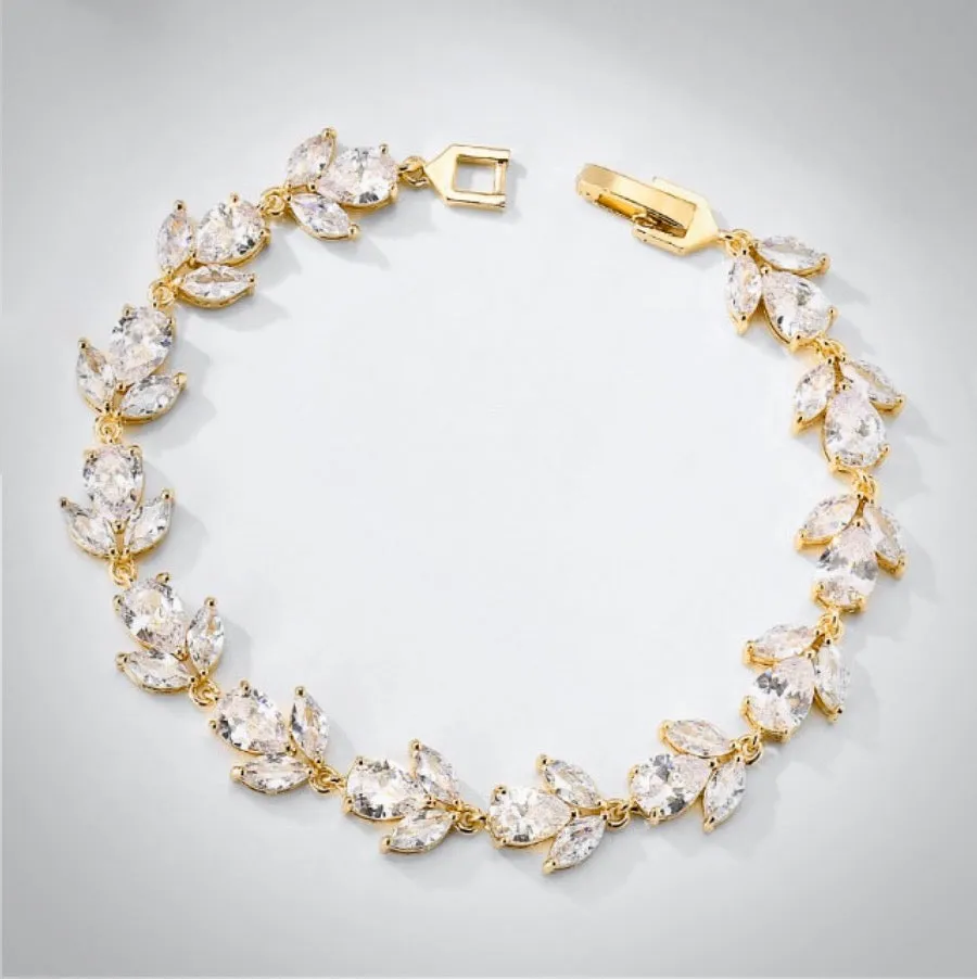 "Arista" - Cubic Zirconia Bridal Bracelet - Available in Rose Gold, Silver and Yellow Gold