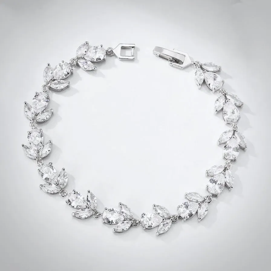 "Arista" - Cubic Zirconia Bridal Bracelet - Available in Rose Gold, Silver and Yellow Gold