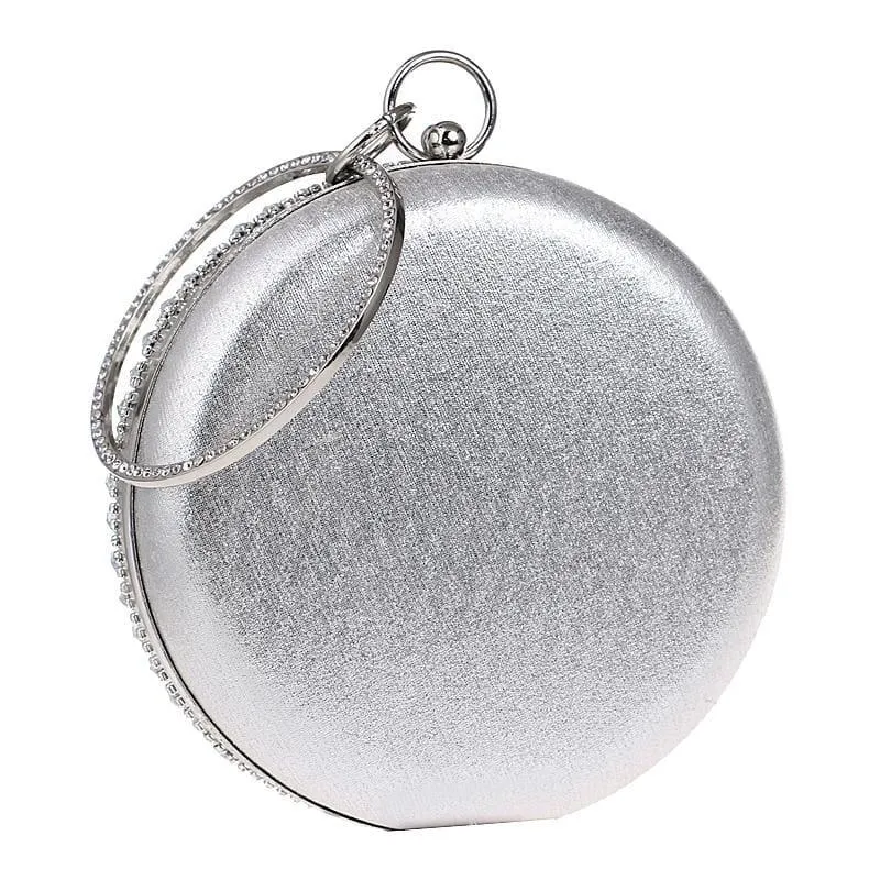 Round Women Rhinestones Beaded  Clutch Flower Diamonds Lady Evening Bag