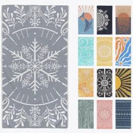 Sand Free Turkish Beach Towel (37 x 67) Quick Dry Bath Towel, Oversized Beach Blanket, Lightweight for Travel - Made with 100% Organic Turkish Cotton - Snowflake (Gray)