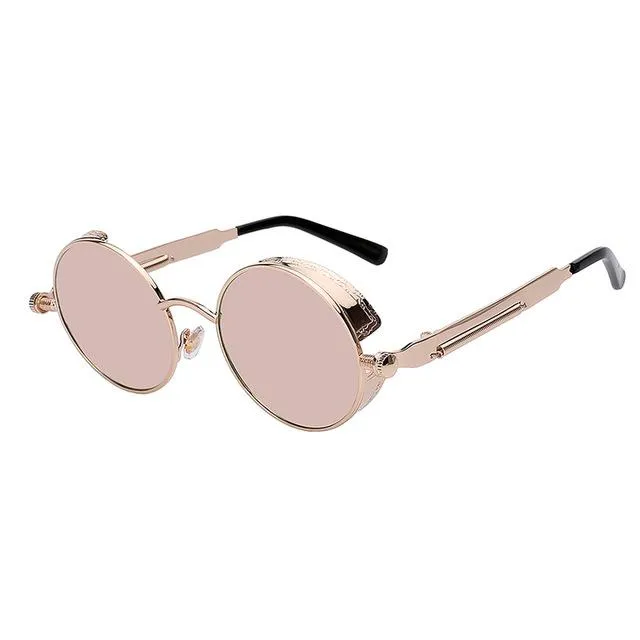 Steampunk Mirror Lens Round Sunglasses