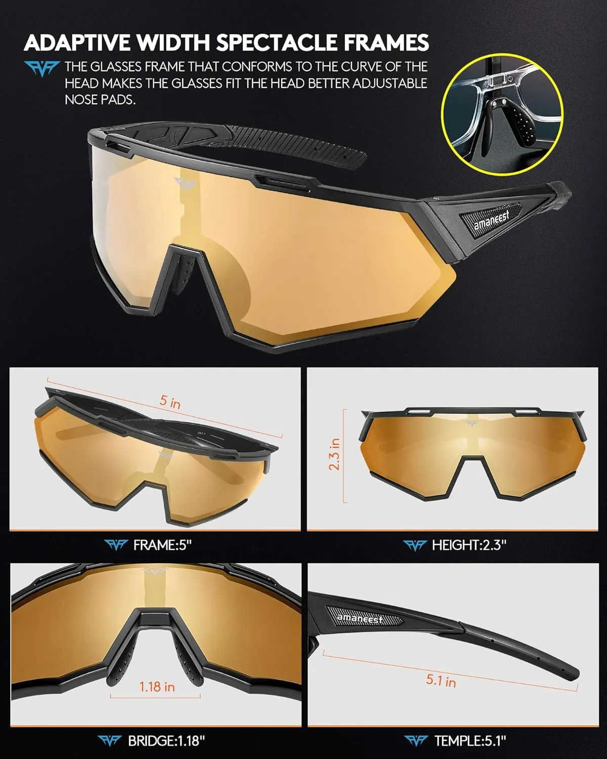 Sunglasses UV Protection Cycling Sunglasses for Men and Women,Impact Resistance Z87.1 for Construction