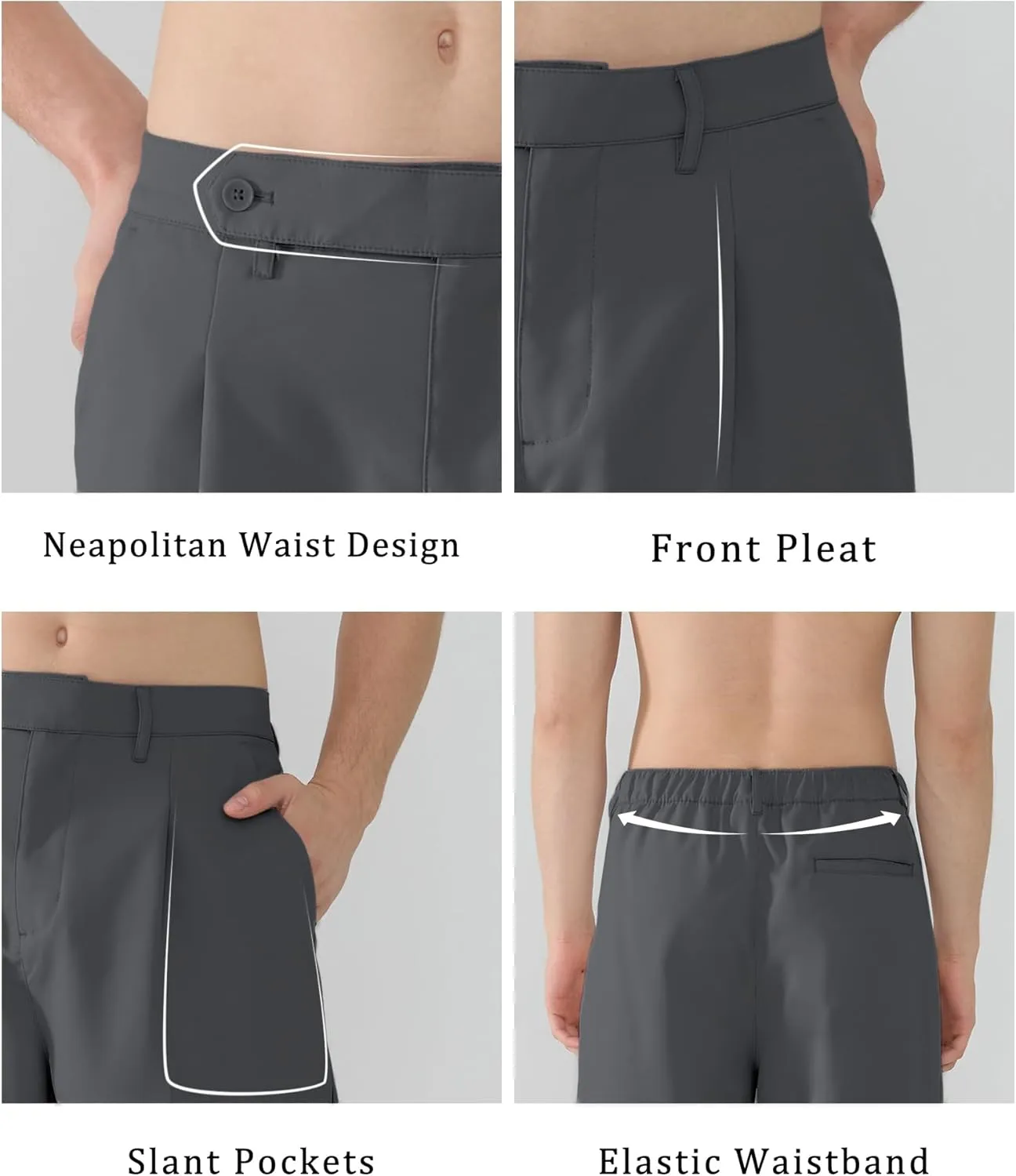 Susclude Mens Casual Dress Pants Pleated Old Money Wide Leg Baggy Pants Slacks Relaxed Fit Lightweight Work Trousers