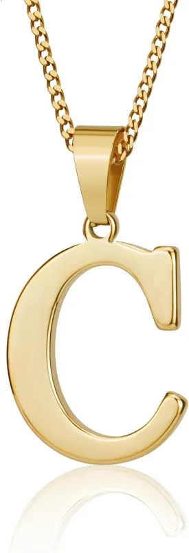 Suweibuke Initial Necklace for Men Women Boys Girls, 18K Gold Plated 26 Letters Pendant Necklace, Personalized Jewelry Gifts