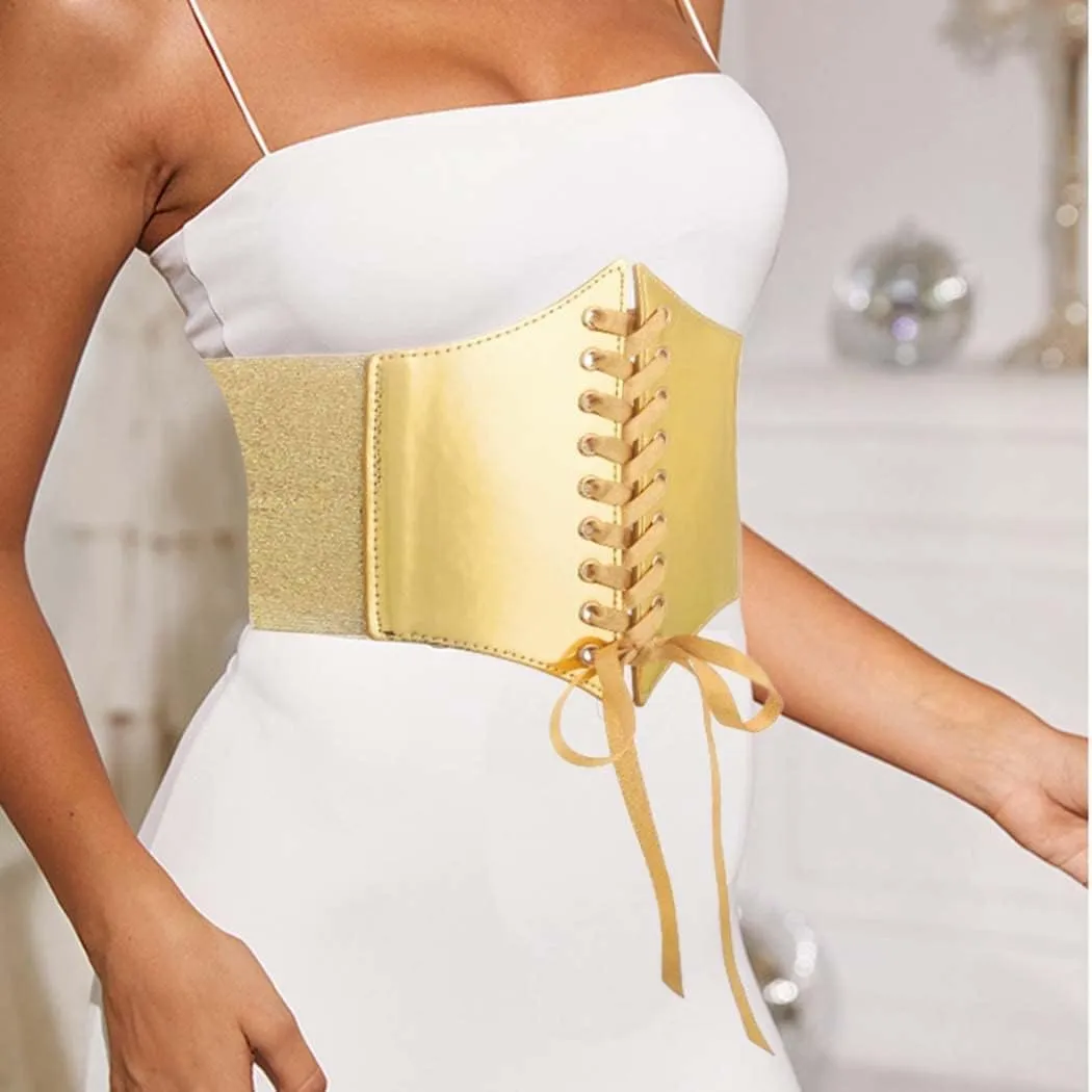 Tgirls Women Corset Belt Lace-up Waist Corset Belts Sexy Cinch Elastic Wide Belt for Dress Costume Waspie Waistband