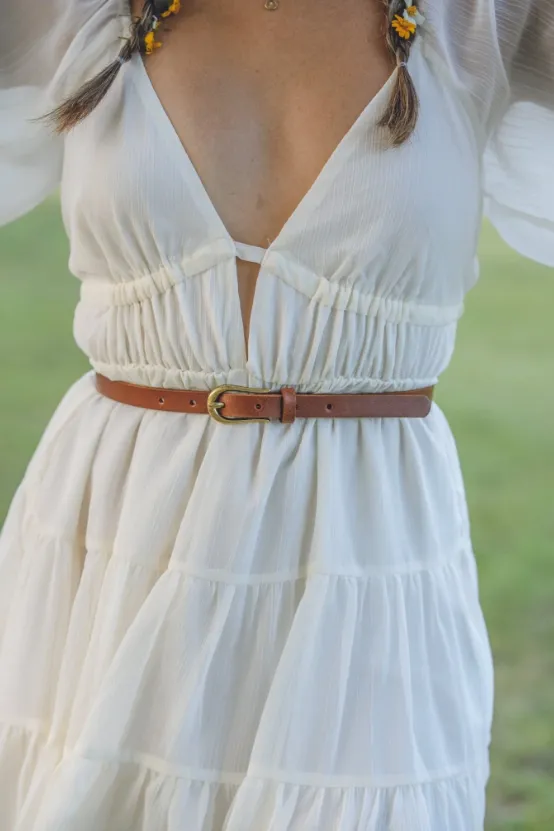 The Meadow Skinny Leather Belt