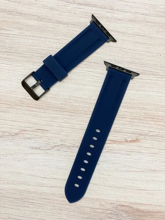 The Solid Sport Silicone Smart Watch Band - Navy Blue 42/44
